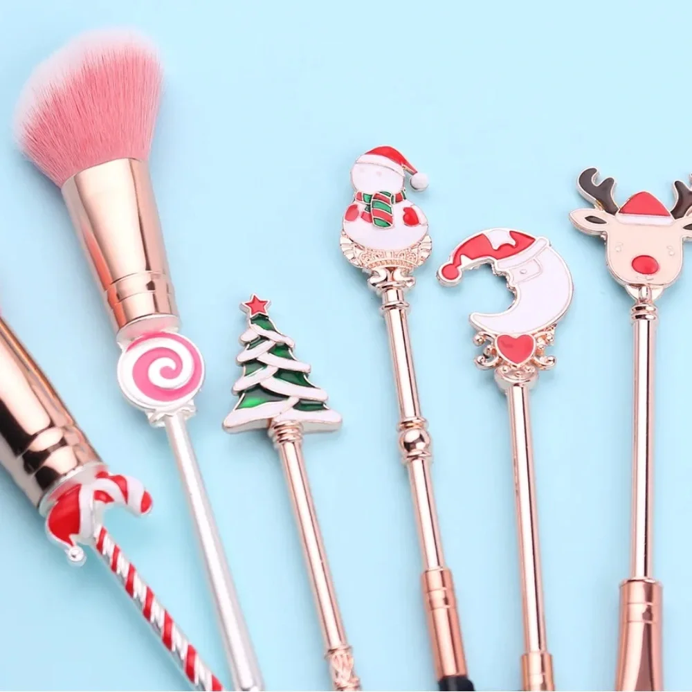 6 Piece Christmas Makeup Brush Set, Christmas Makeup Brushes